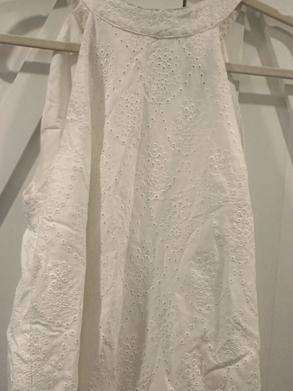 Aqua White Eyelet Halter Dress